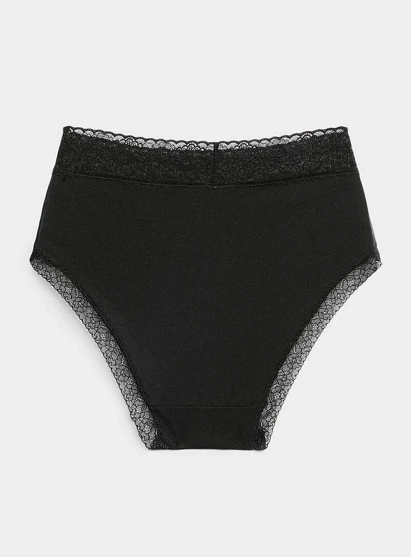 Lace trim high-waist bikini panty Organic cotton product image 2