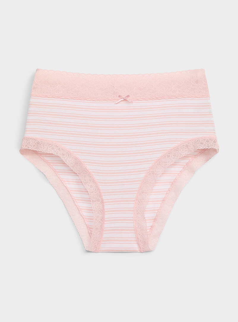 Lace Trim High-Waist Bikini Panty Organic Cotton