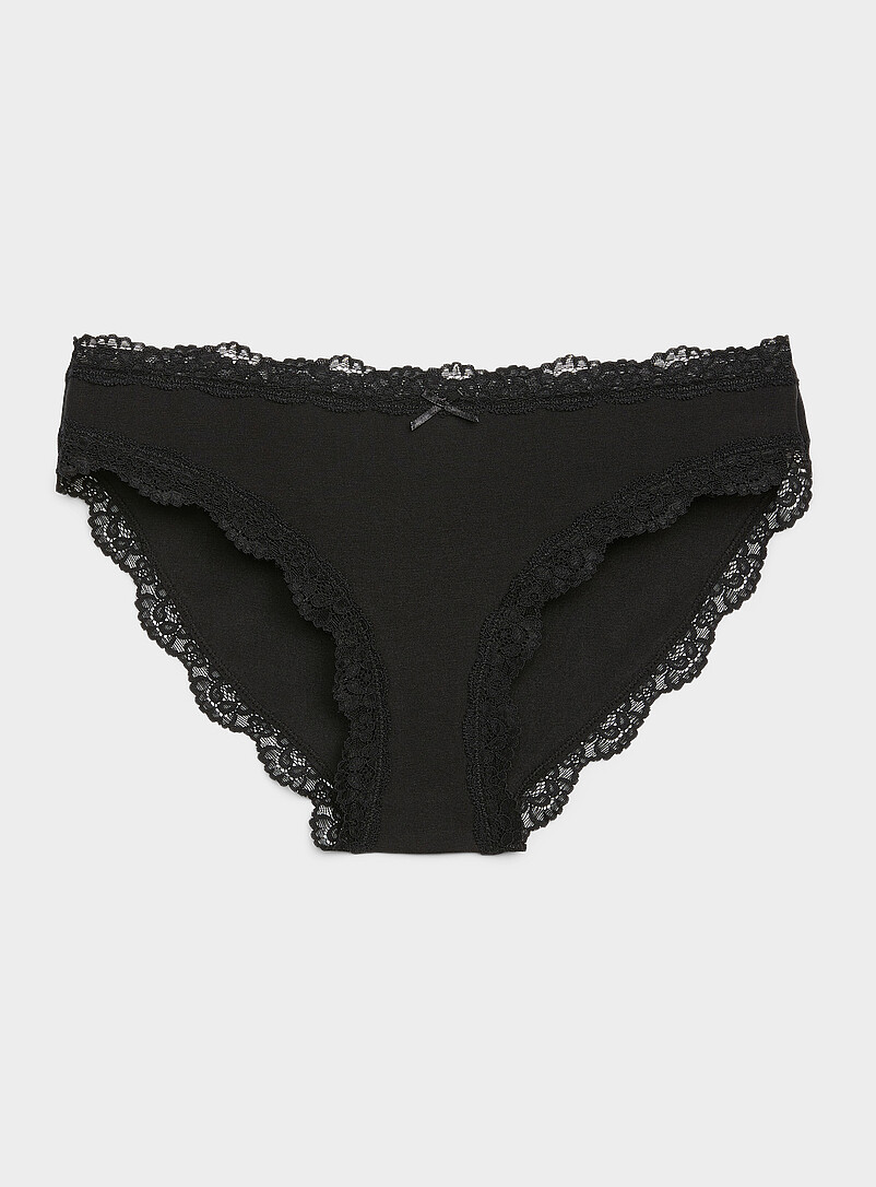 Scalloped Lace-Trim Bikini Panty Organic Cotton