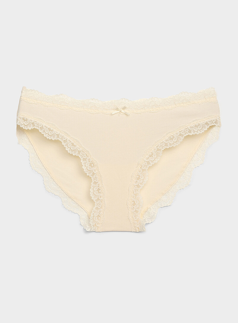 Scalloped Lace-Trim Bikini Panty Organic Cotton