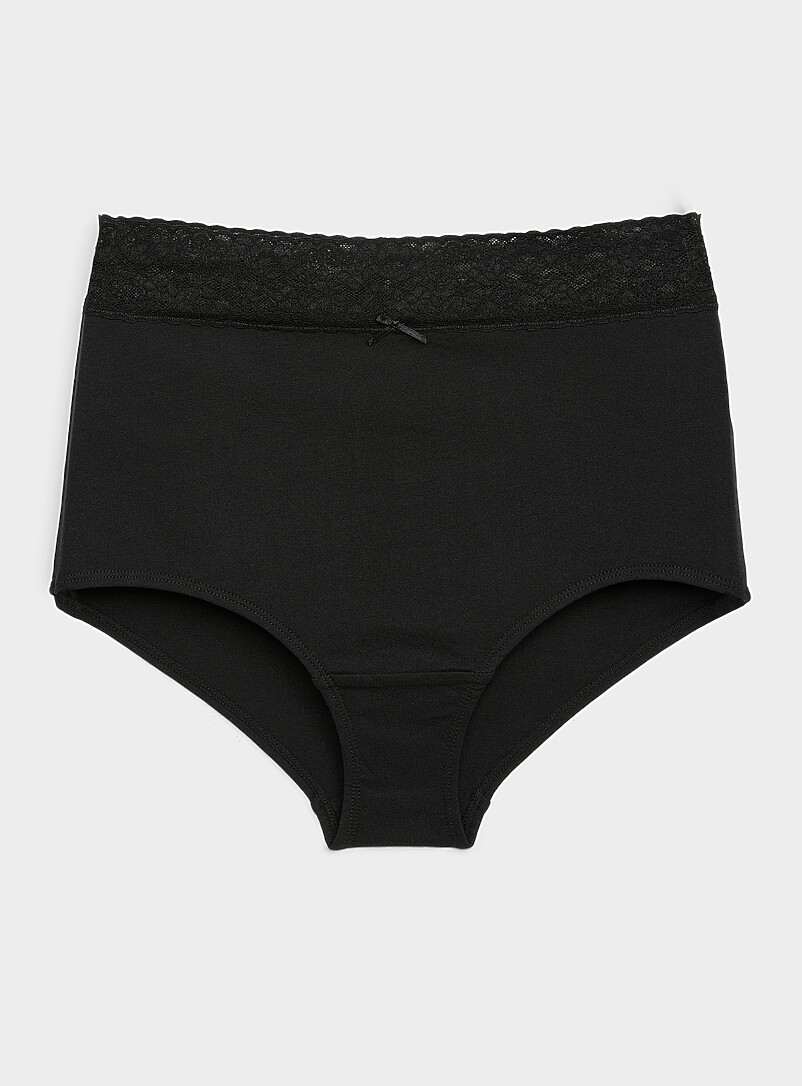 Lace Trim High-Waist Boyshort Organic Cotton