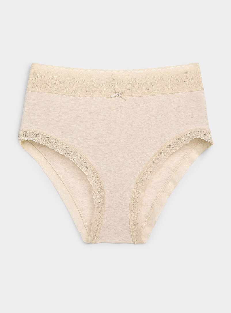 Lace Trim High-Waist Bikini Panty Organic Cotton
