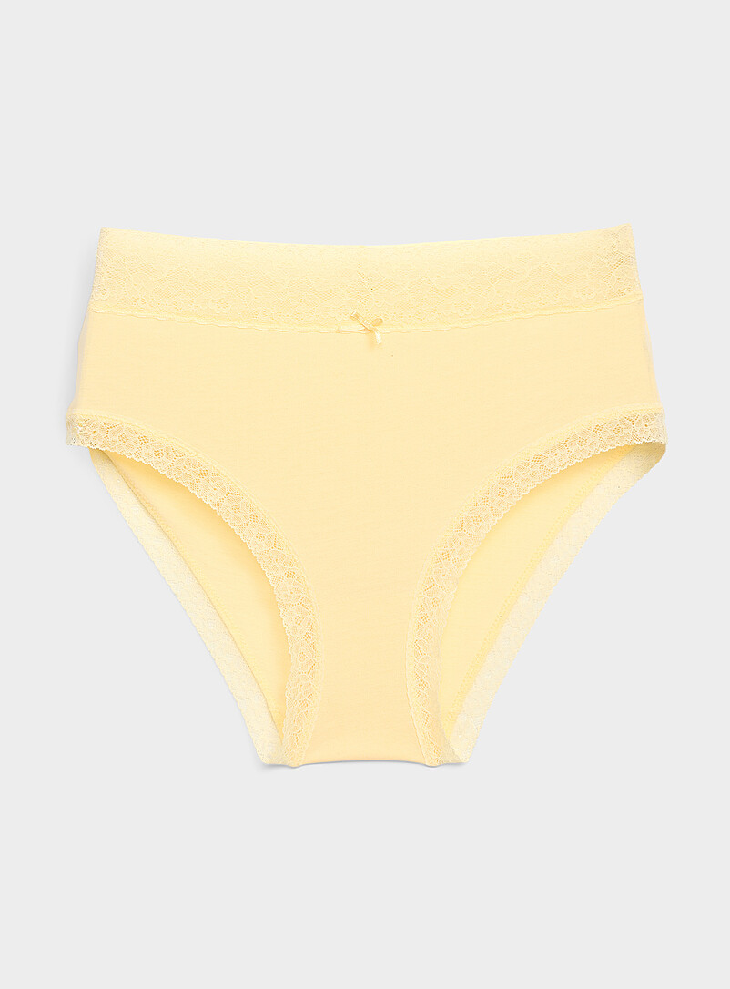 Lace Trim High-Waist Bikini Panty Organic Cotton