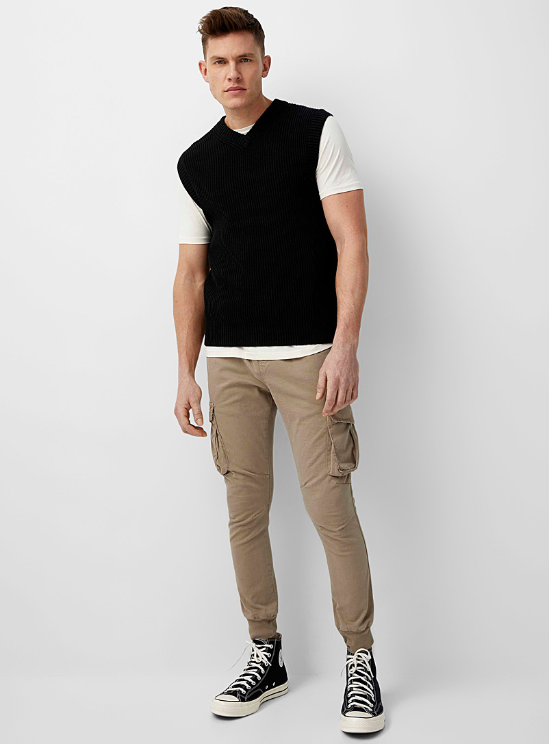 Le 31 Light Brown Cargo joggers for men