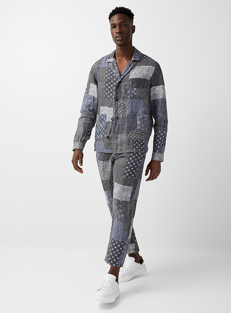 Gianni Lupo: Le pantalon patchwork Coupe fuselée Bleu pour homme