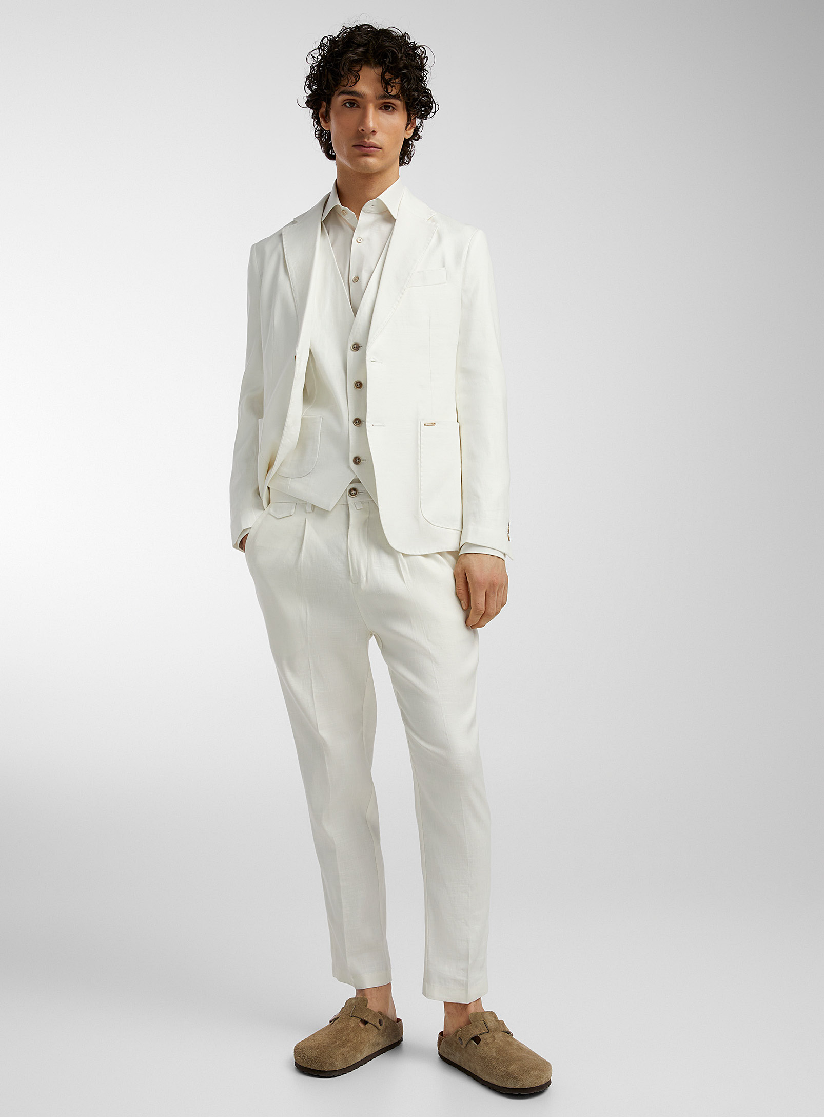 Gianni Lupo - Le pantalon blanc mélange de lin