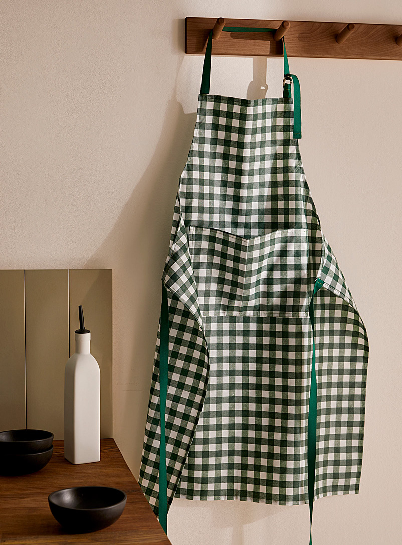Simons Maison Green Green gingham coated apron