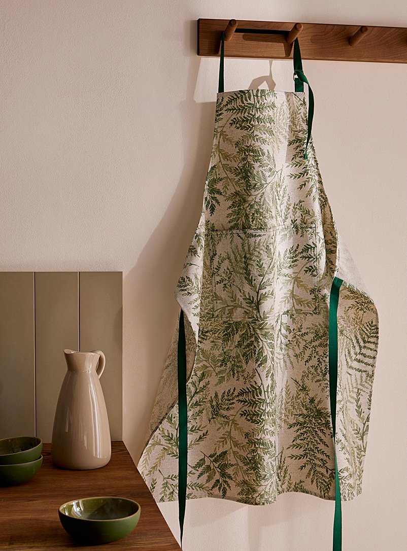 Simons Maison Green Green foliage coated apron