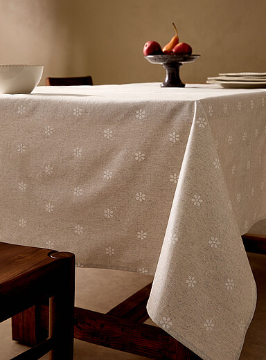 Simons Maison Beige Simple flowers coated tablecloth