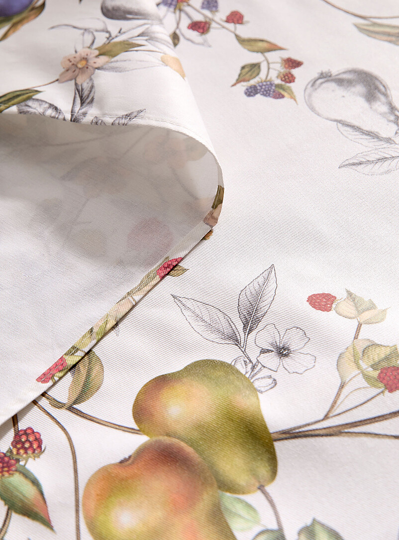 Simons Maison: La nappe enduite fruits des champs Blanc &agrave; motifs