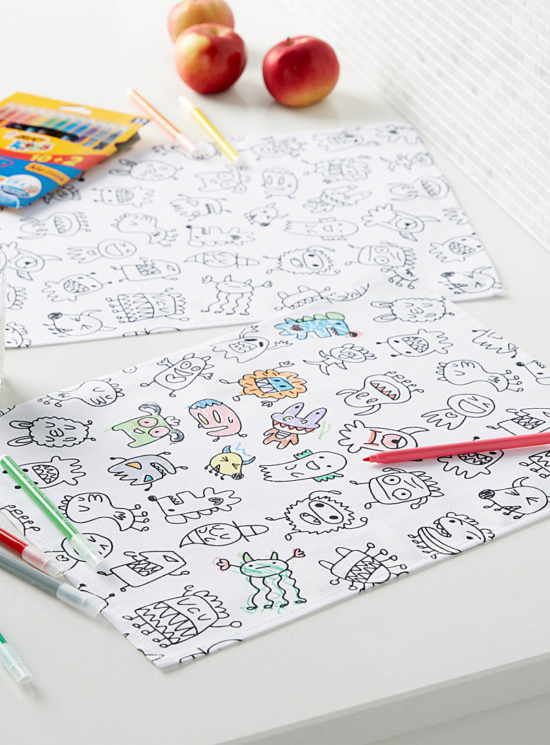 Simons Maison Black and White Colour-in fun monster placemats Set of 2