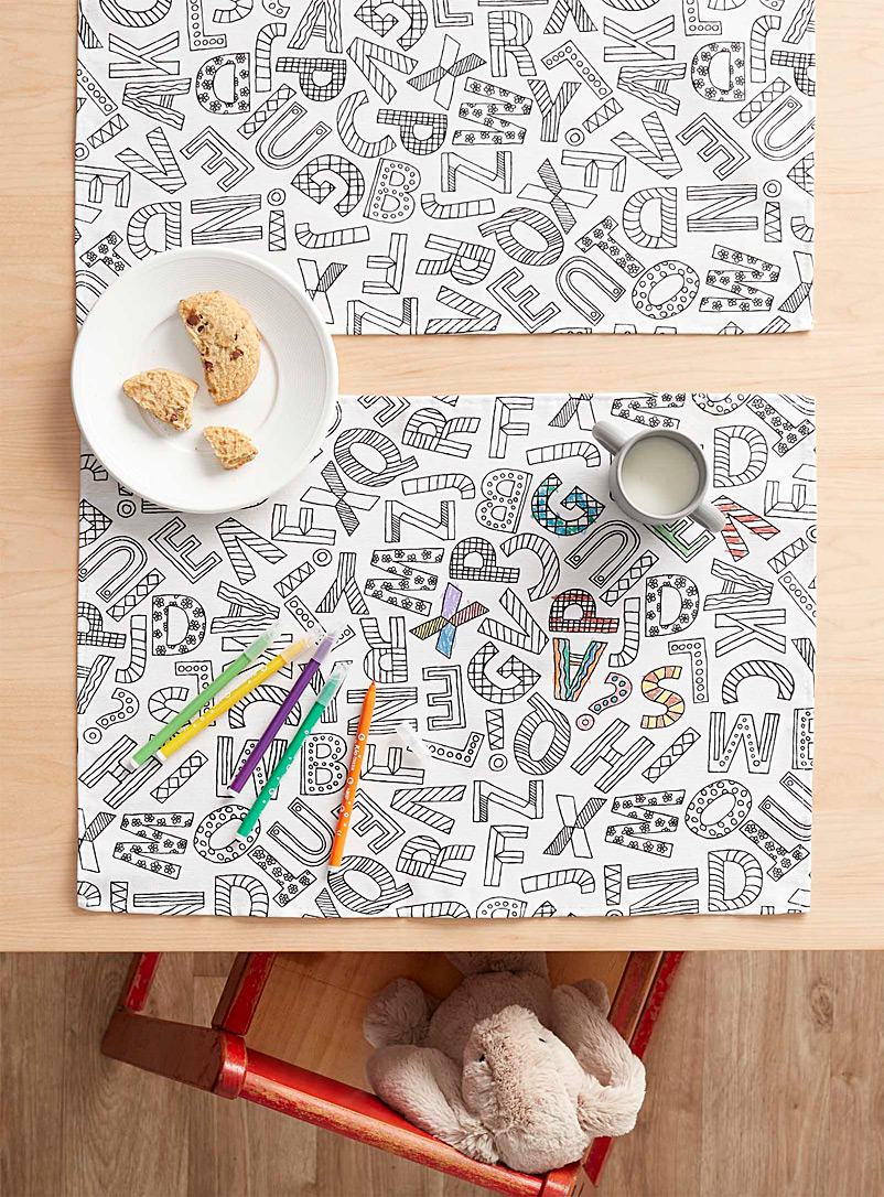 Simons Maison Black and White Colour-in alphabet placemats Set of 2