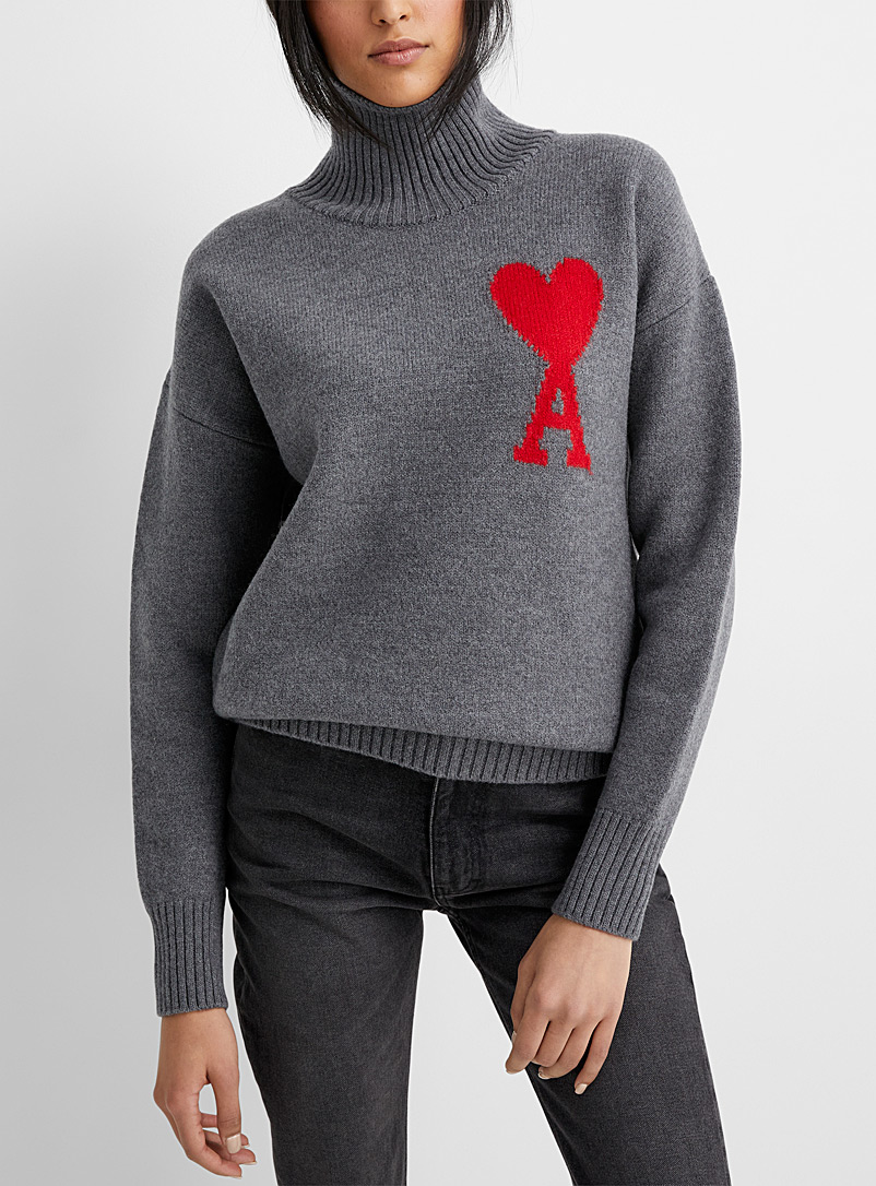 Ami Grey Ami de Cœur turtleneck sweater for women