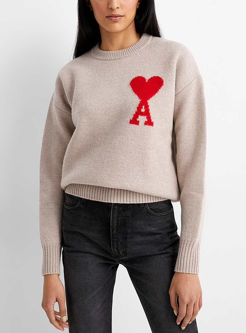 Ami Ecru/Linen Ami de Cœur knit sweater for women