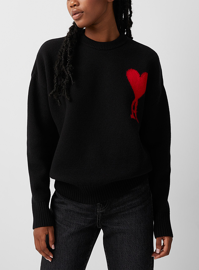 Ami Black Ami de Coeur knit sweater for women