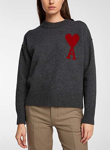 Ami Dark Grey Ami de Coeur knit sweater for women