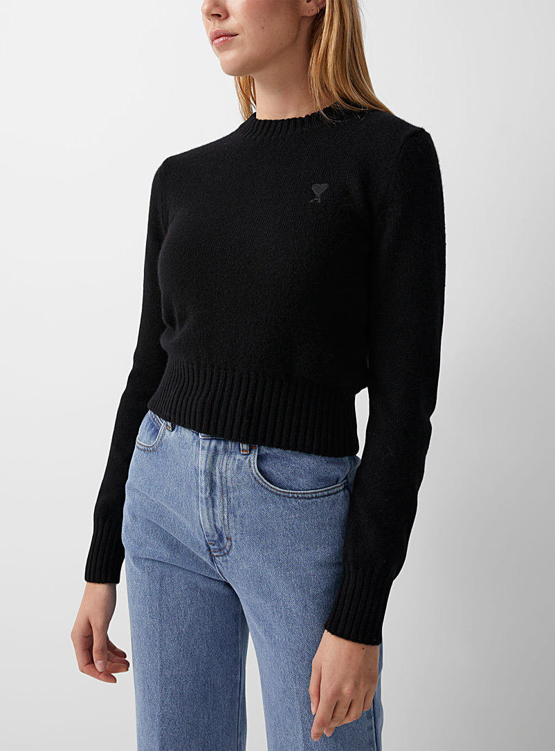 Ami Black Ami de Cœur cashmere sweater for women