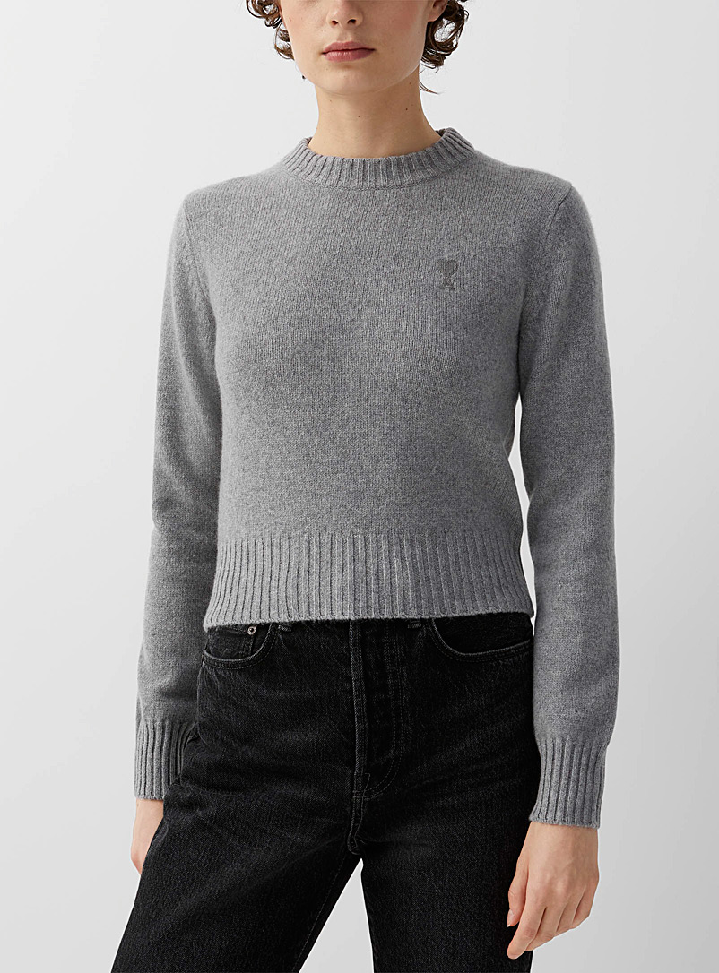 Ami Grey Ami de Cœur cashmere sweater for women