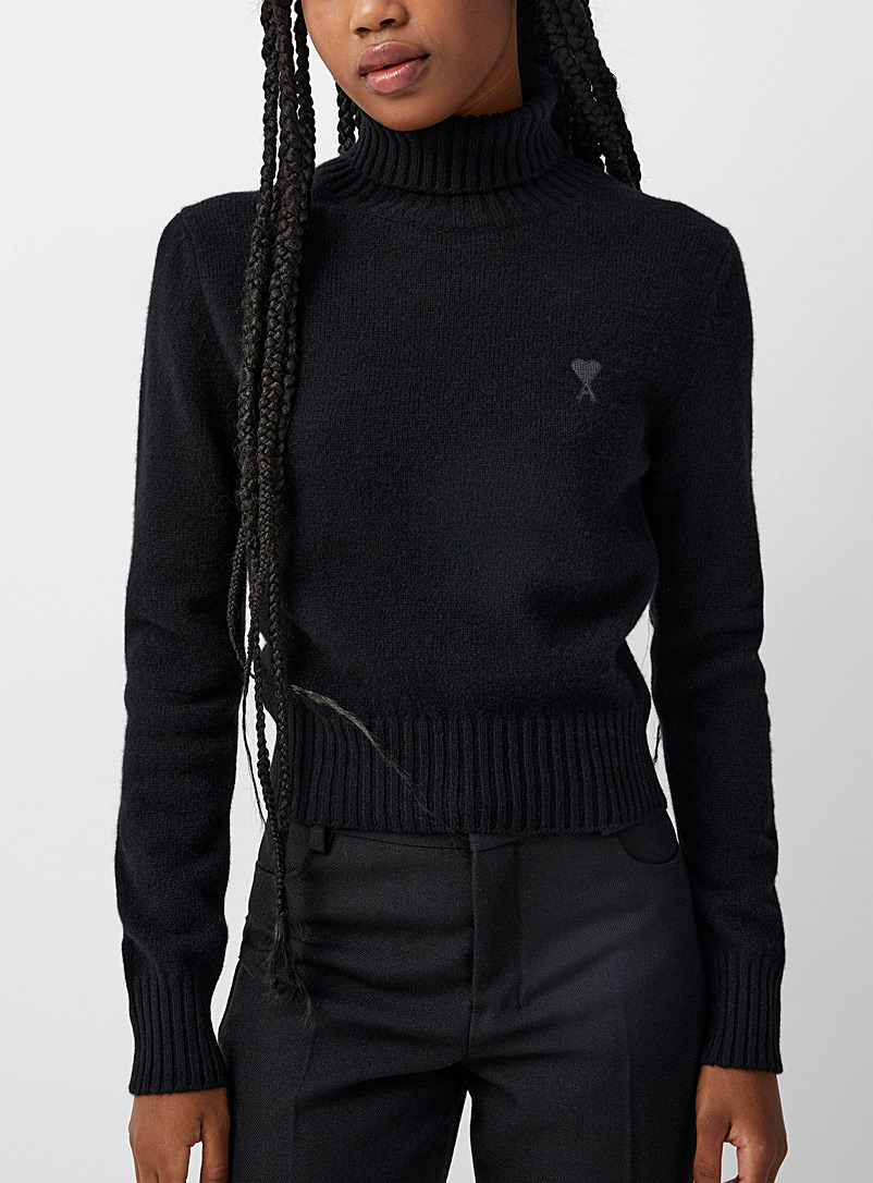 Ami Black Ami de Coeur cashmere sweater for women