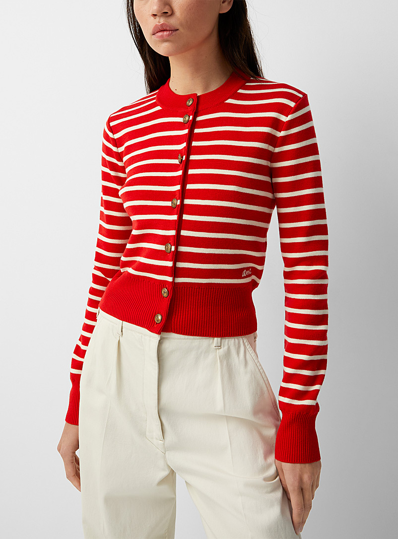 Ami Patterned Red Sailor-style cardigan for women