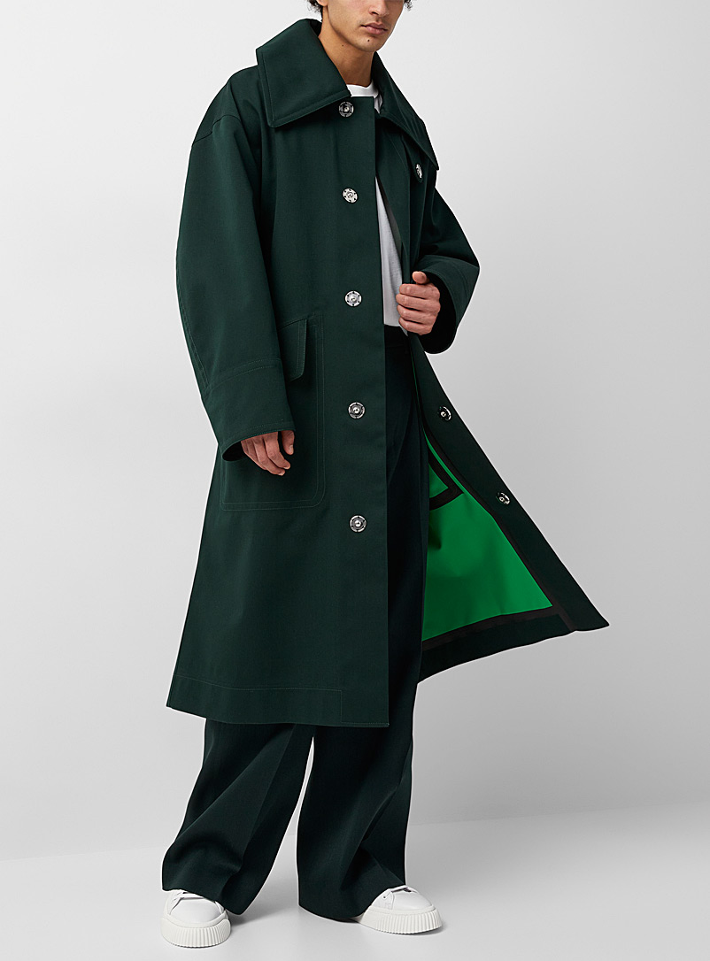 Ami Green Long oversized trench coat for men