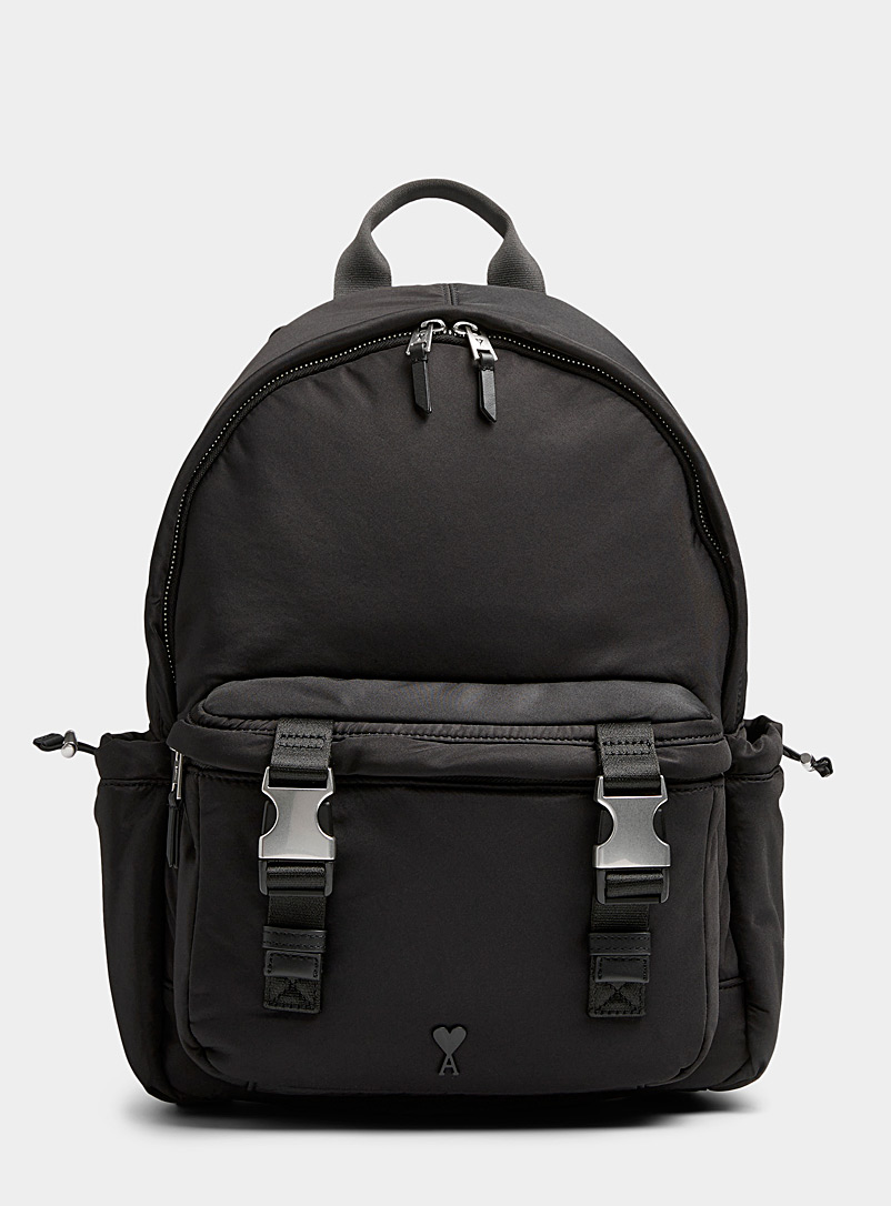Ami Black Ami de Coeur black canvas backpack for men