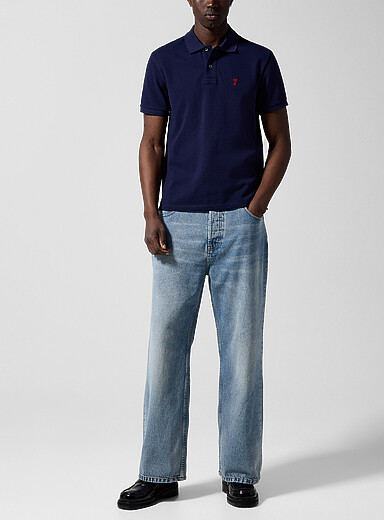 Ami Blue Straight-leg washed jean for men
