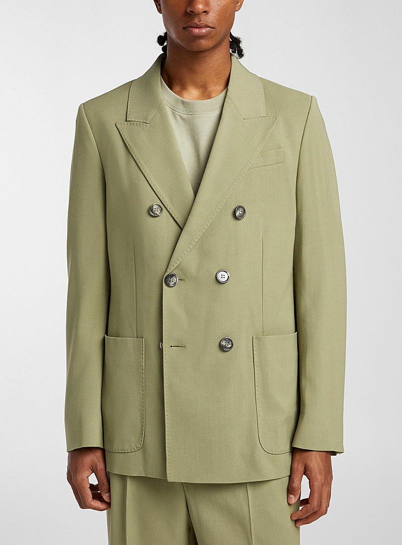 Ami Mossy Green Double breasted twill jacket for men