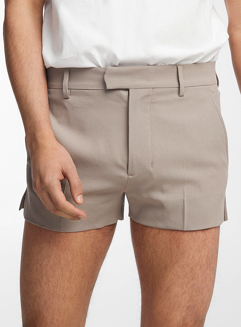 Ami Taupe Wool crepe short for men
