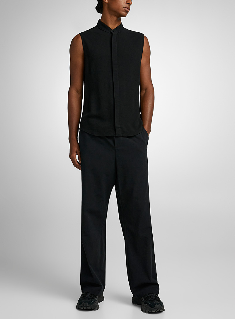 Ami Black Wide-leg elastic waist black pant for men