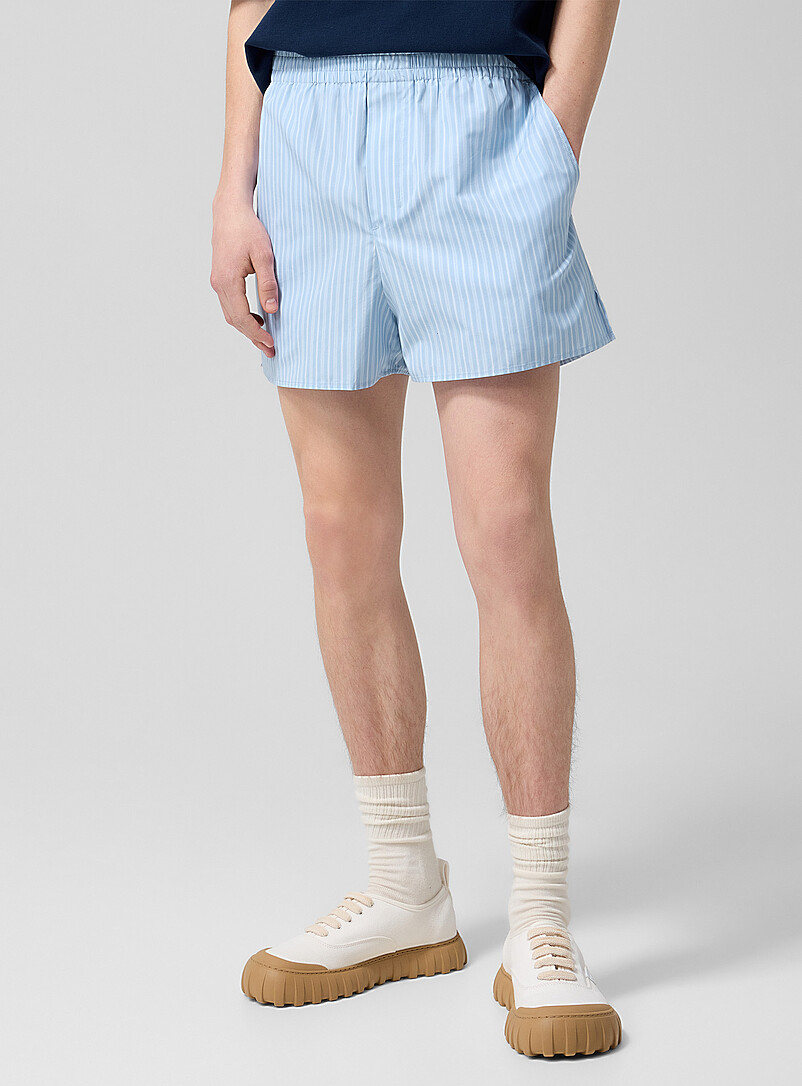 Ami Sky Blue Striped blue poplin short for men