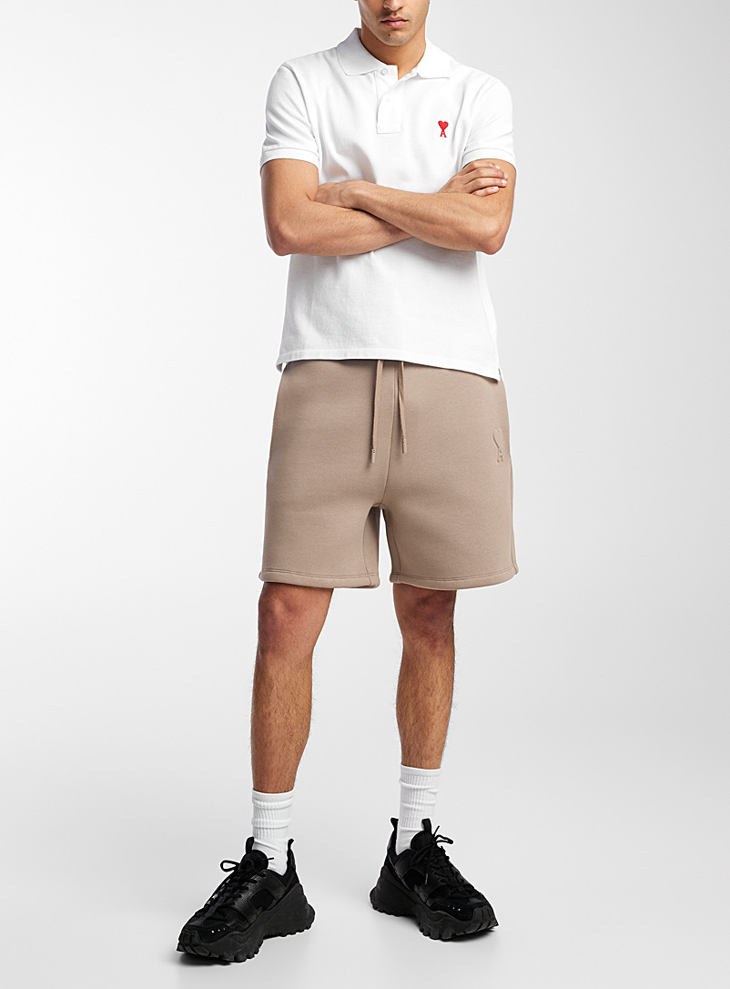Ami Taupe Embossed logo jersey short for men