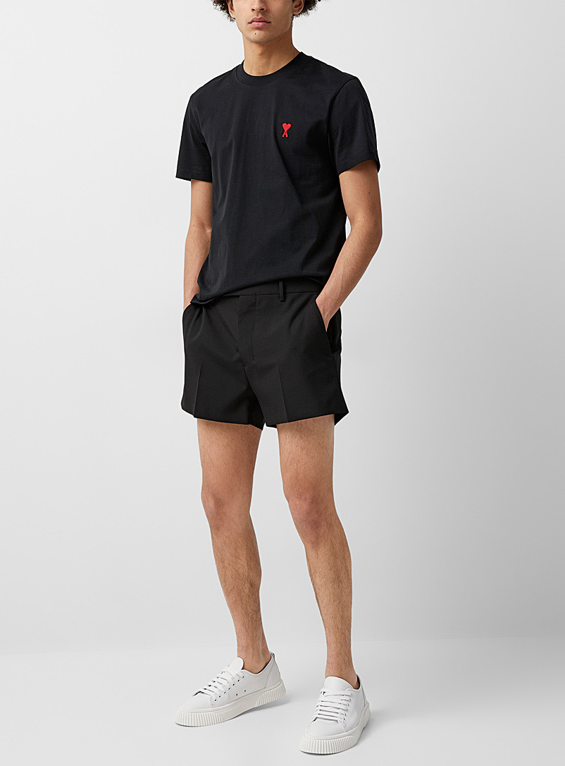 Ami Black 100% virgin wool shorts for men