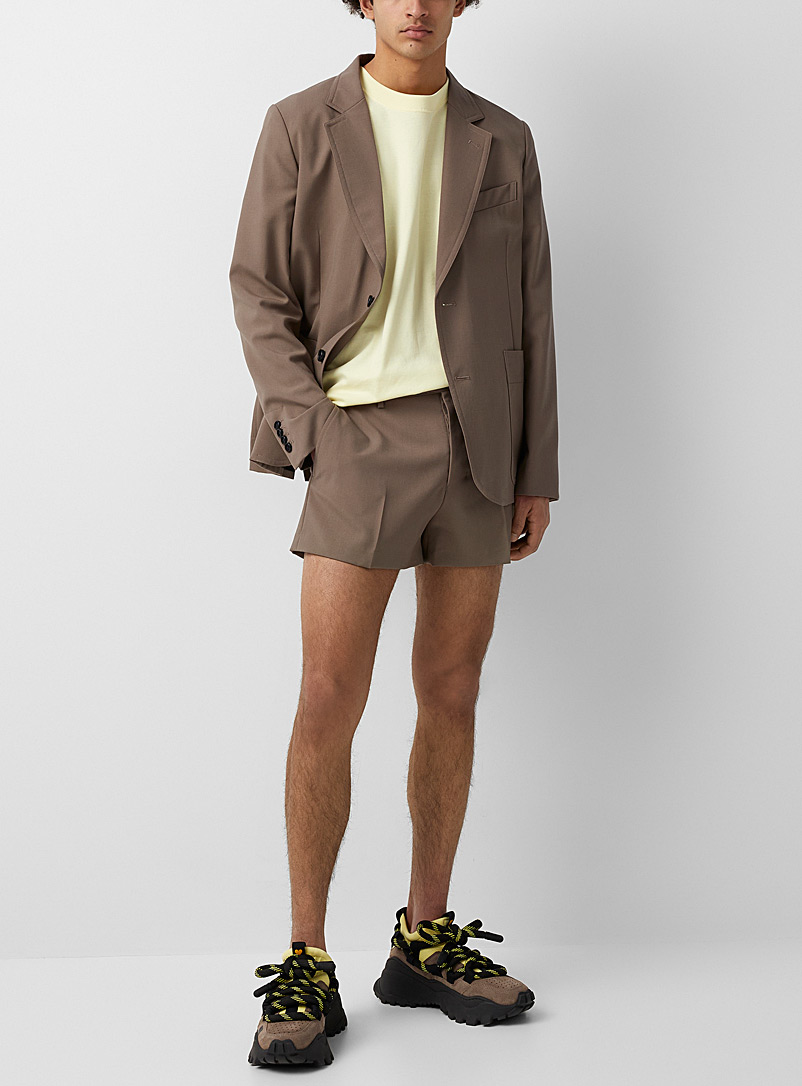 Ami Light Brown 100% virgin wool shorts for men