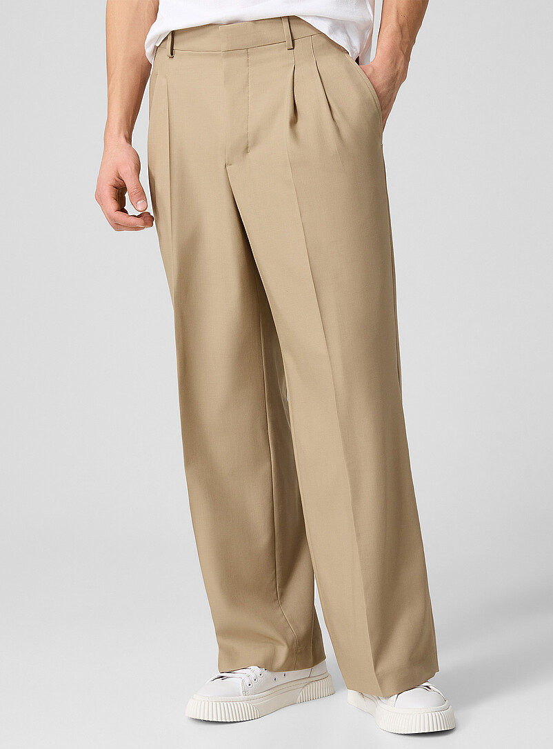 Pure wool pleated wide-leg pant | Ami | | Simons