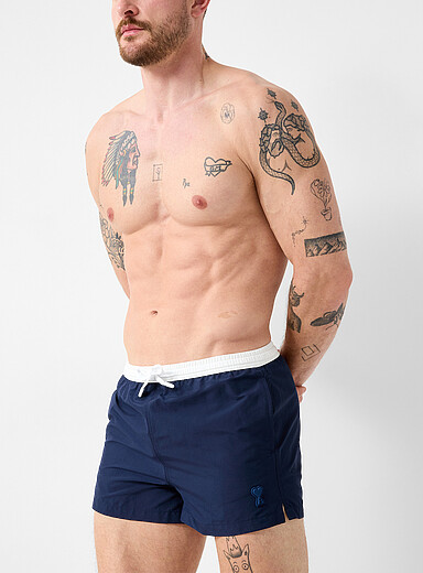 Contrasting waist cropped swim short