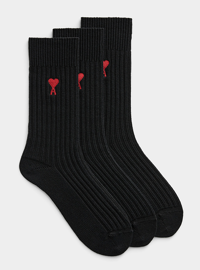 Ami Black Ami socks Set of 3 for men