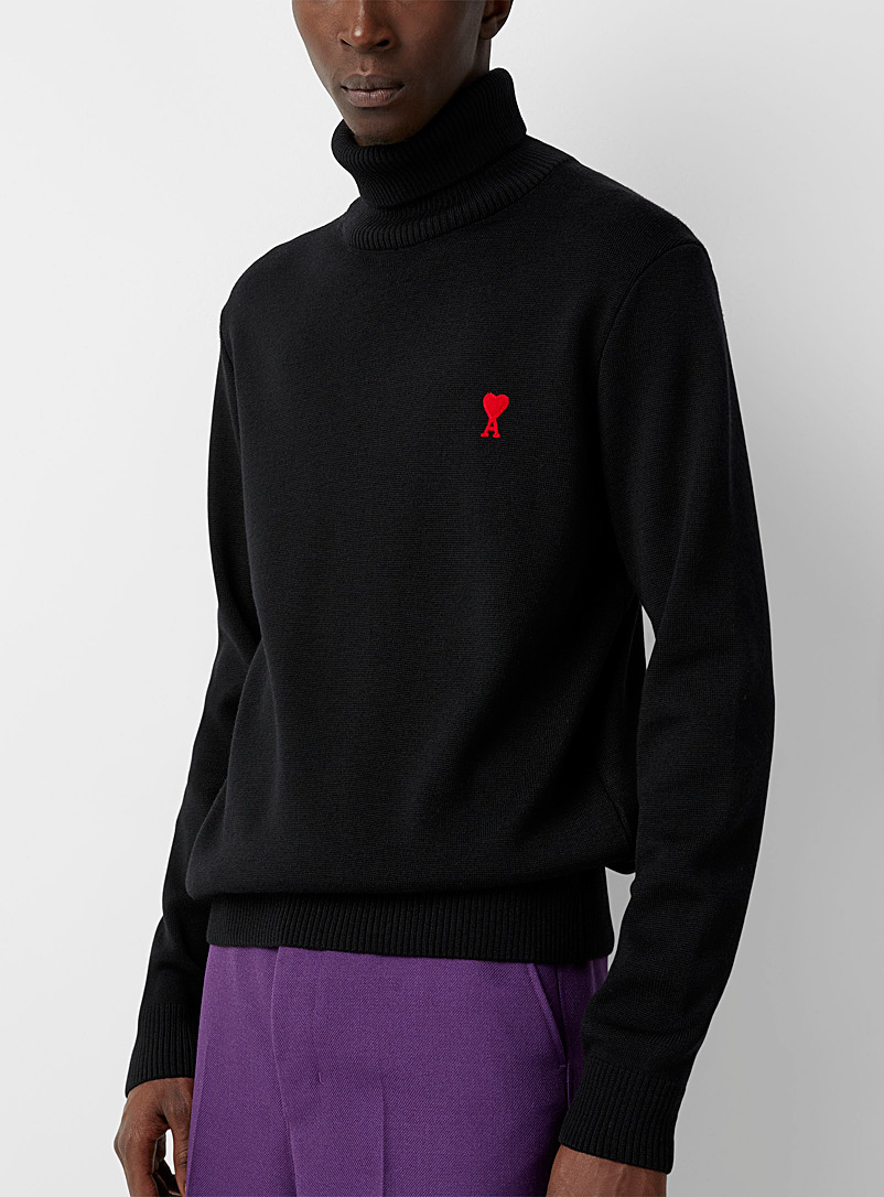 Ami Black Ami de Cœur turtleneck sweater for men