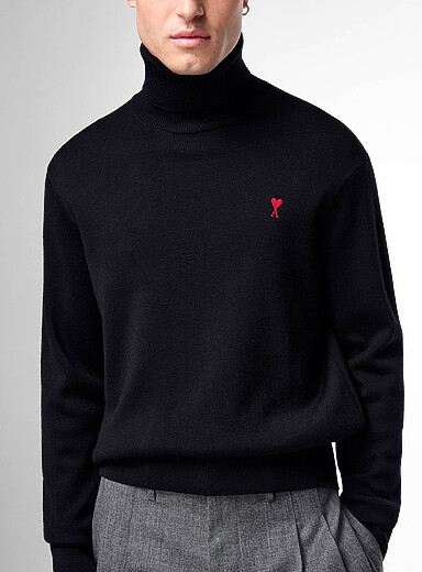 Ami Black Ami de C&oelig;ur turtleneck sweater for men