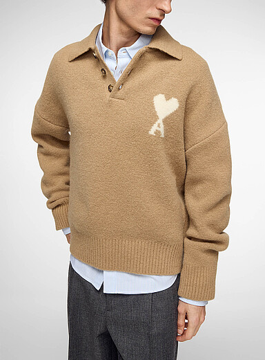 Ami Beige Beige Ami de Coeur polo for men
