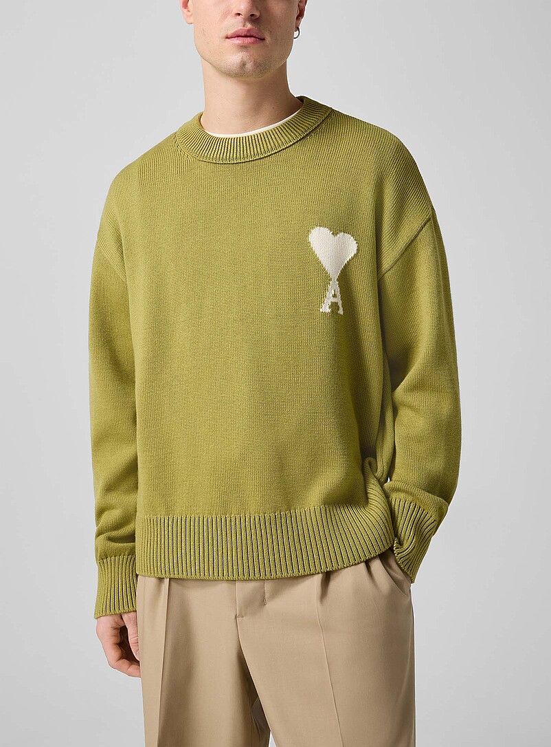 Ami: Le chandail Ami de C&oelig;ur jacquard Taupe pour homme