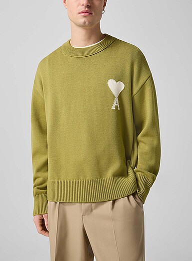 Ami: Le chandail Ami de C&oelig;ur jacquard Taupe pour homme