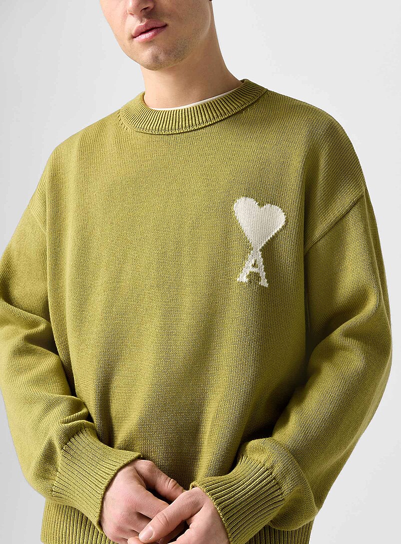 Ami: Le chandail Ami de C&oelig;ur jacquard Taupe pour homme