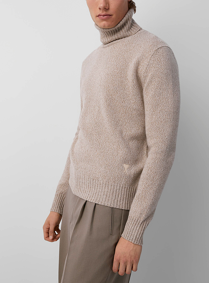 Ami Cream Beige Ami de Coeur turtleneck sweater for men