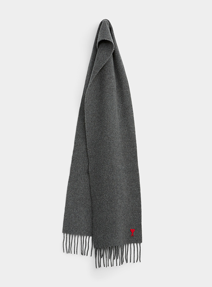Ami Grey Ami de Coeur scarf for men