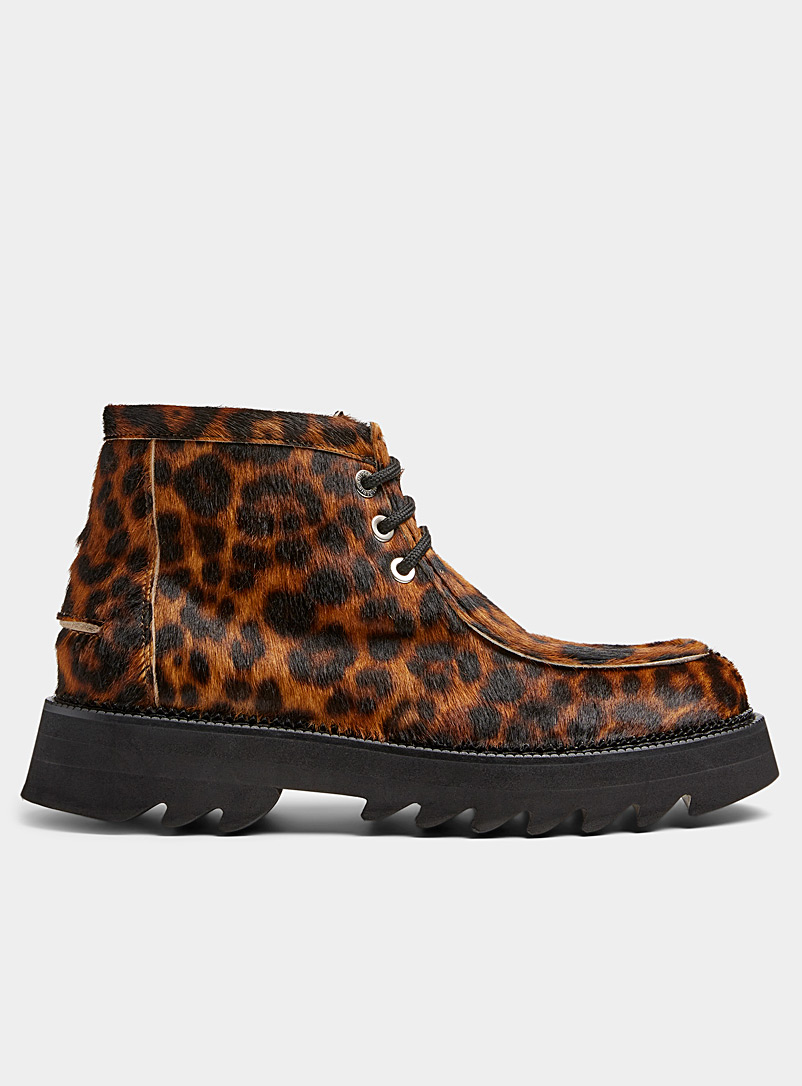 Ami Brown Leopard lace-up desert boots Men for men