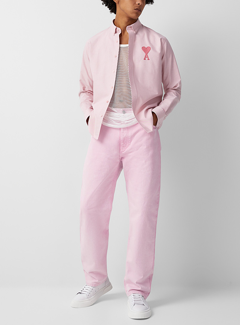 Ami Pink Ami de Coeur buttoned collar shirt for men