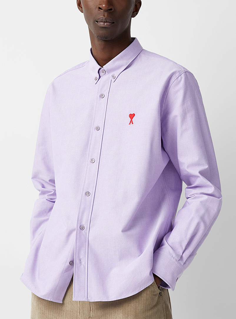 Ami Mauve Signature embroidery lilac shirt for men