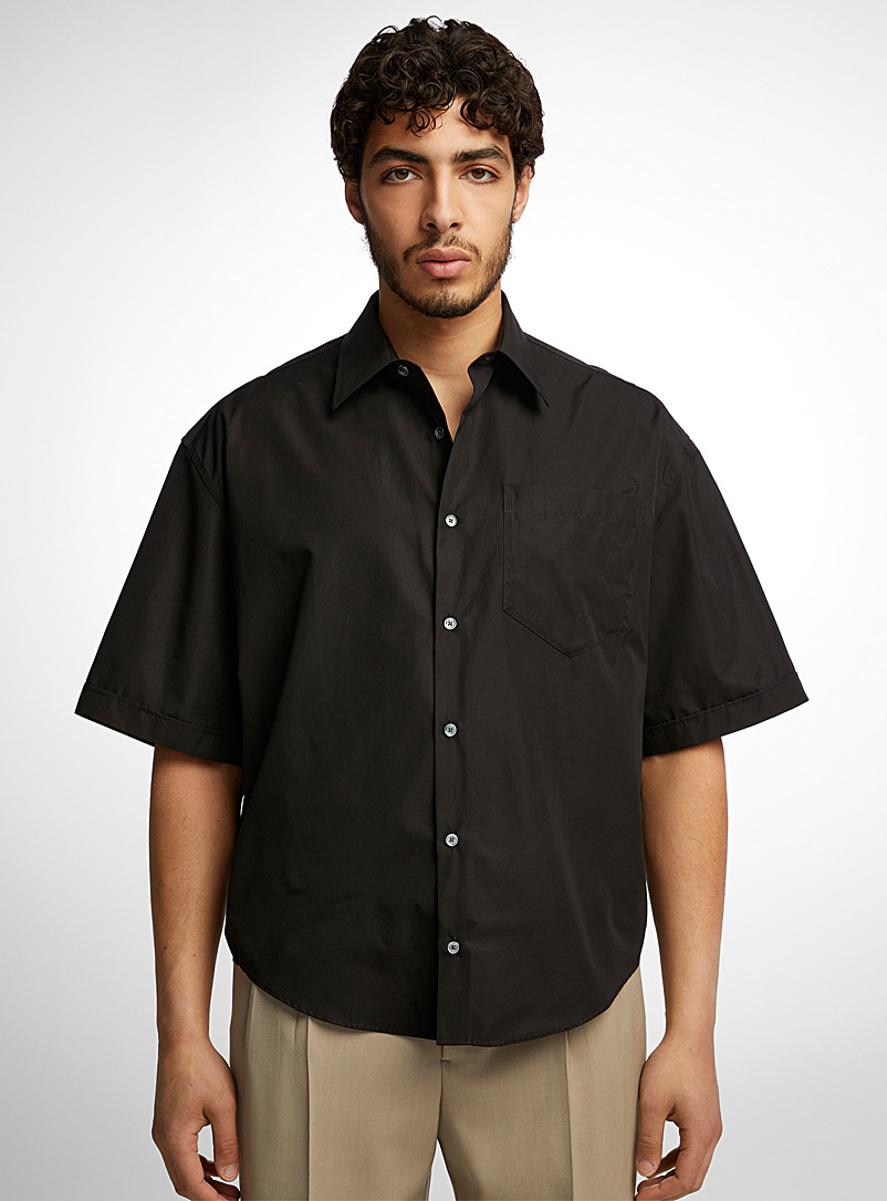 Ami Black Casual lightweight poplin shirt for men