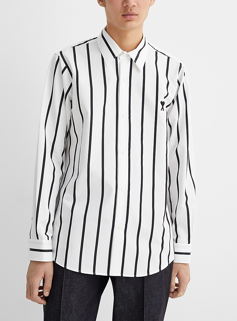 Ami Grey Ami logo striped shirt for men